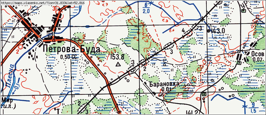 Карта СУГРОДОВКА, Брянская область, Гордеевский район