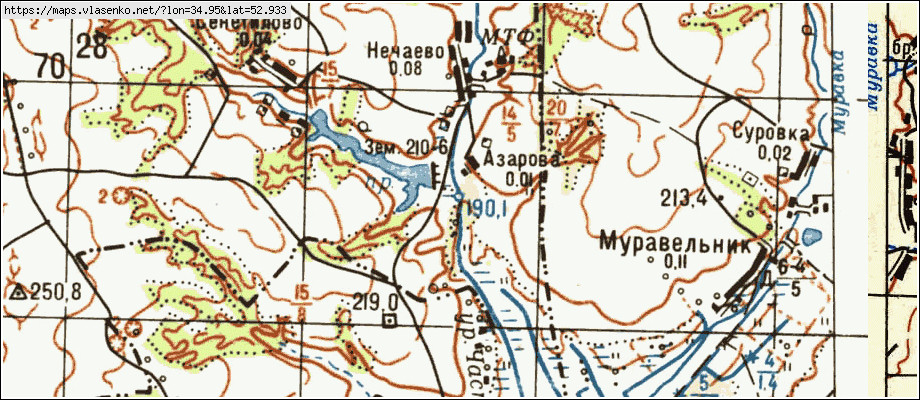 Карта АЗАРОВО, Брянская область, Карачевский район
