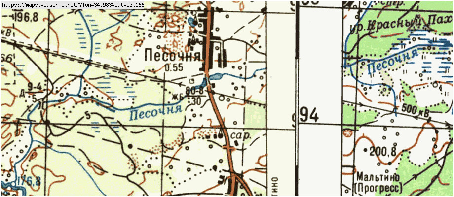 Карта ПЕСОЧНЯ, Брянская область, Карачевский район