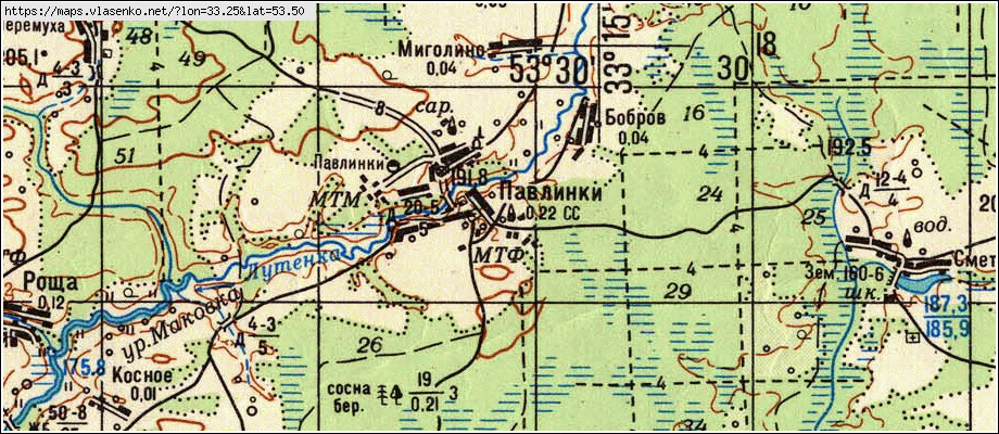 Карта БОБРОВ, Брянская область, Клетнянский район