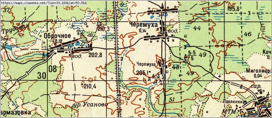 Карта ЧЕРЕМУХА, Брянская область, Клетнянский район