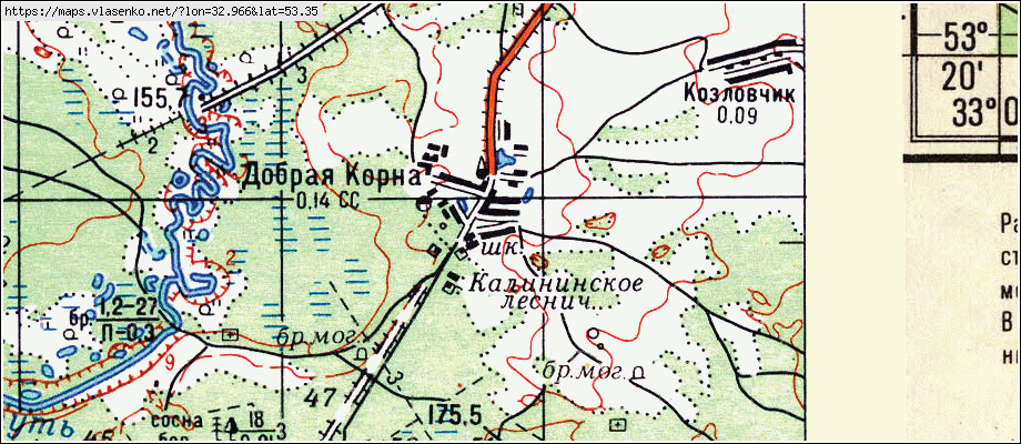 Карта ДОБРАЯ КОРНА, Брянская область, Клетнянский район