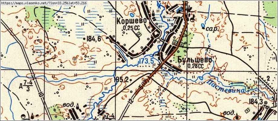 Карта КОРШЕВО, Брянская область, Клетнянский район