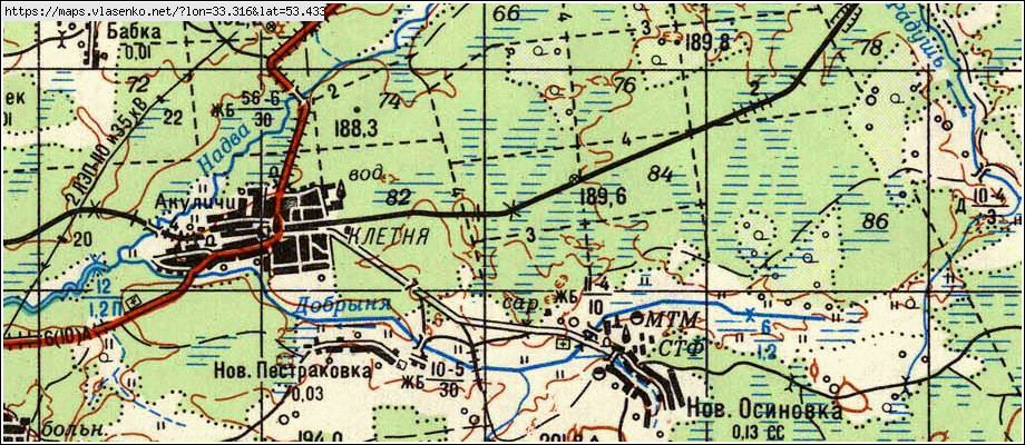 Карта НОВАЯ НАДВА, Брянская область, Клетнянский район