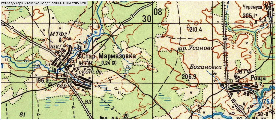 Карта ОБРОЧНОЕ, Брянская область, Клетнянский район