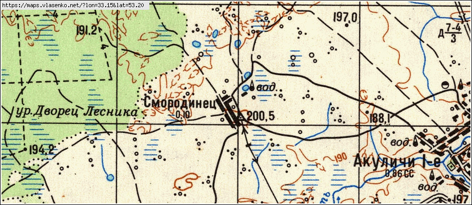Карта СМОРОДИНЕЦ, Брянская область, Клетнянский район