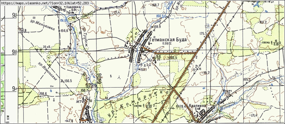 Карта ГЕТМАНСКАЯ БУДА, Брянская область, Климовский район