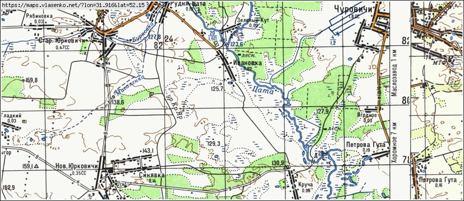 Карта ИВАНОВКА, Брянская область, Климовский район