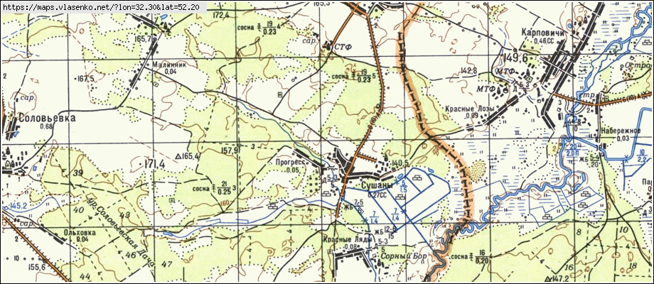 Карта ПРОГРЕСС, Брянская область, Климовский район