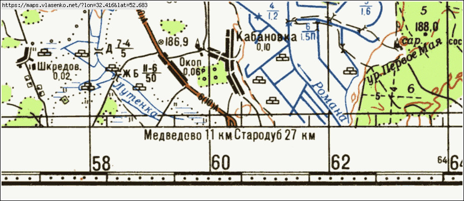 Карта КАБАНОВКА, Брянская область, Клинцовский район