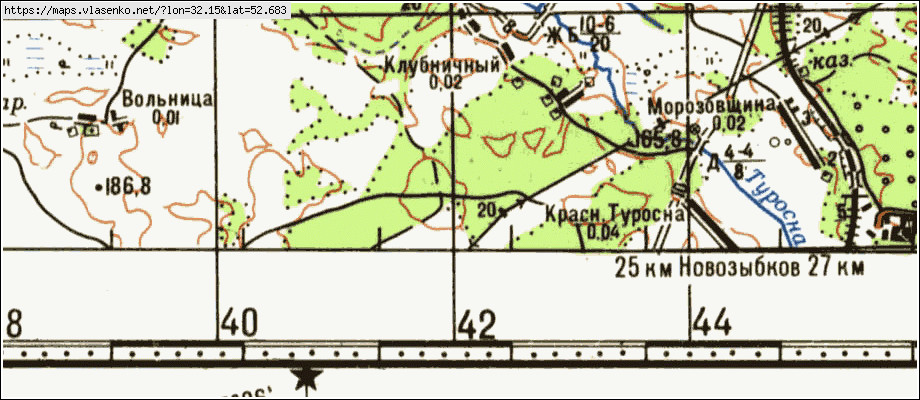 Карта КЛУБНИЧНЫЙ, Брянская область, Клинцовский район