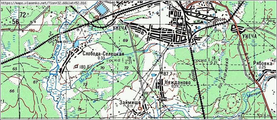 Карта КОЖУХОВО, Брянская область, Клинцовский район