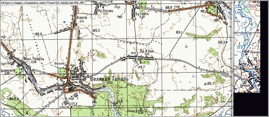 Карта КРАСНЫЙ КЛИН, Брянская область, Клинцовский район