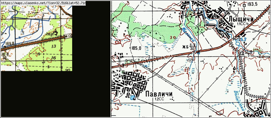 Карта ПАВЛИЧИ, Брянская область, Клинцовский район