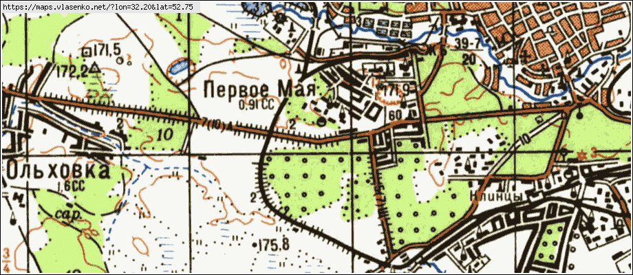 Карта ПЕРВОЕ МАЯ, Брянская область, Клинцовский район