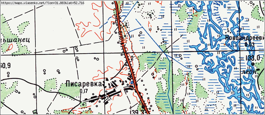 Карта УЩЕРПЬЕ, Брянская область, Клинцовский район