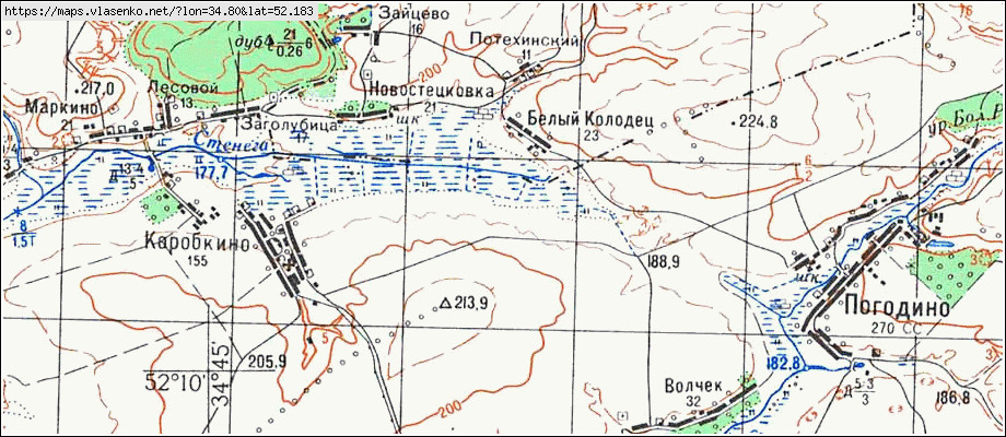 Карта БЕЛЫЙ КОЛОДЕЦ, Брянская область, Комаричский район