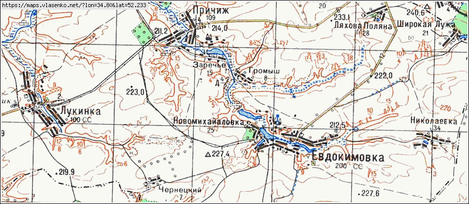 Карта ГРОМЫШИ, Брянская область, Комаричский район