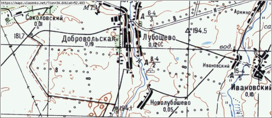 Карта ЛУБОШЕВО, Брянская область, Комаричский район