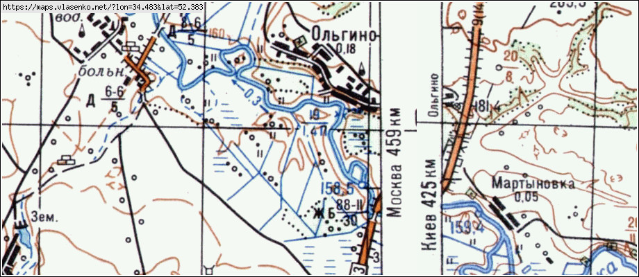 Карта ОЛЬГИНО, Брянская область, Комаричский район