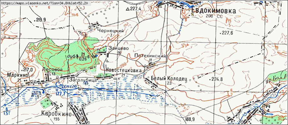 Карта ПОТЕХИНСКИЙ, Брянская область, Комаричский район