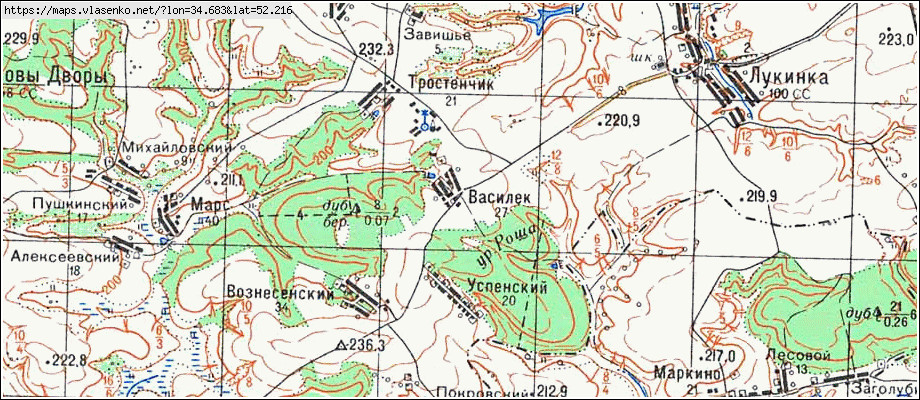 Карта ВАСИЛЕК, Брянская область, Комаричский район