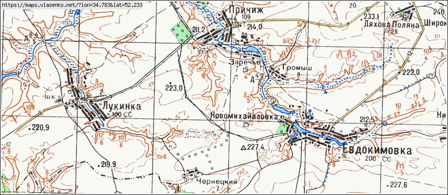 Карта ЗАРЕЧЬЕ, Брянская область, Комаричский район