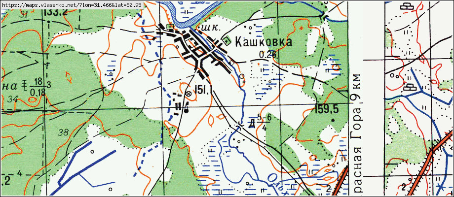Карта КАШКОВКА, Брянская область, Красногорский район
