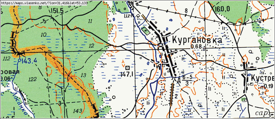 Карта КУРГАНОВКА, Брянская область, Красногорский район