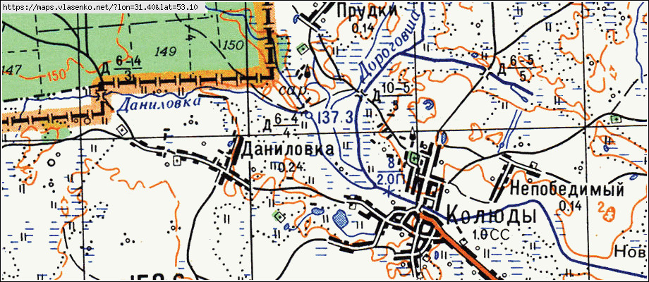 Карта ПРУДКИ, Брянская область, Красногорский район