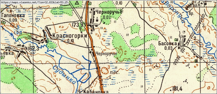 Карта ЧЕРНОРУЧЬЕ, Брянская область, Мглинский район