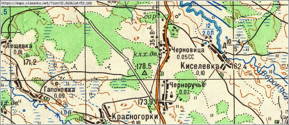 Карта ЧЕРНОВИЦА, Брянская область, Мглинский район