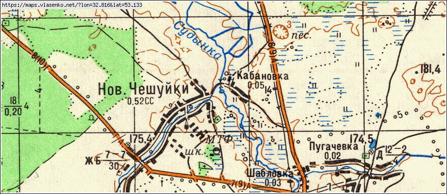 Карта КАБАНОВКА, Брянская область, Мглинский район