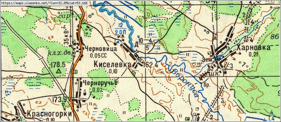 Карта КИСЕЛЕВКА, Брянская область, Мглинский район