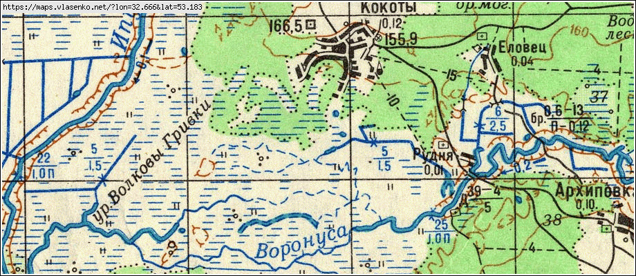 Карта КОКОТЫ, Брянская область, Мглинский район