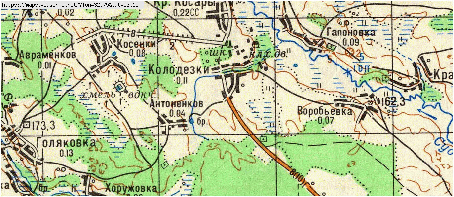 Карта КОЛОДЕЗКИ, Брянская область, Мглинский район