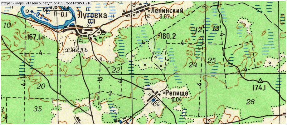 Карта ЛЕНИНСКИЙ, Брянская область, Мглинский район