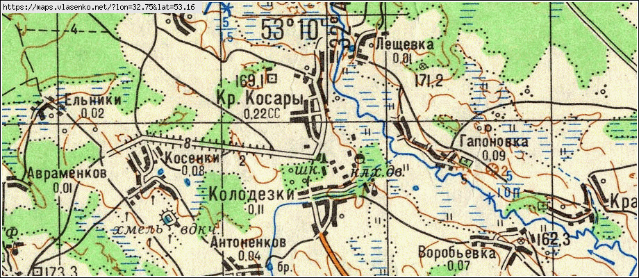 Карта ПЕРЕДОВИК, Брянская область, Мглинский район