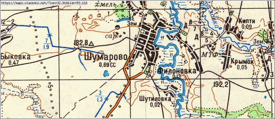 Карта ШУМАРОВО, Брянская область, Мглинский район