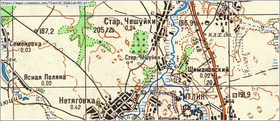 Карта СТАРЫЕ ЧЕШУЙКИ, Брянская область, Мглинский район