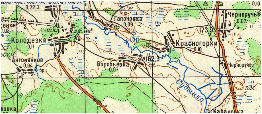 Карта ВОРОБЬЕВКА, Брянская область, Мглинский район