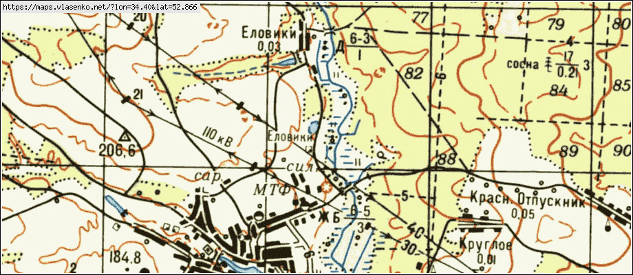 Карта ЕЛОВИКИ, Брянская область, Навлинский район