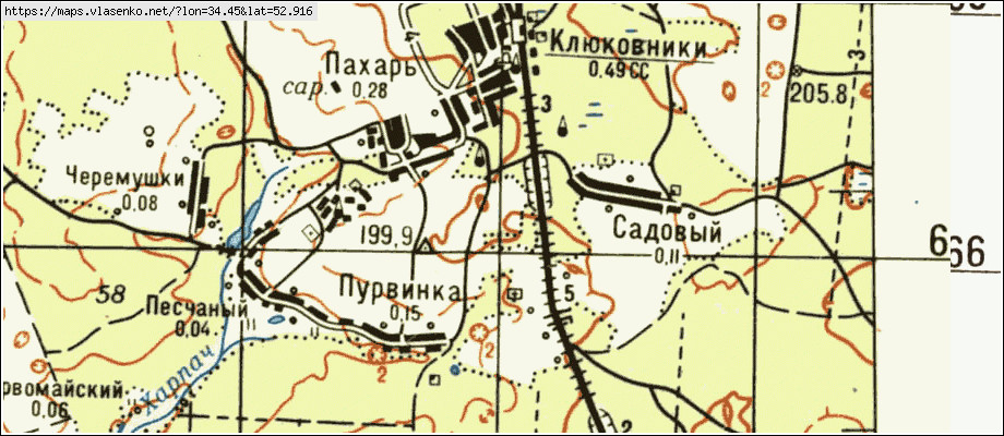 Карта ПАХАРЬ, Брянская область, Навлинский район
