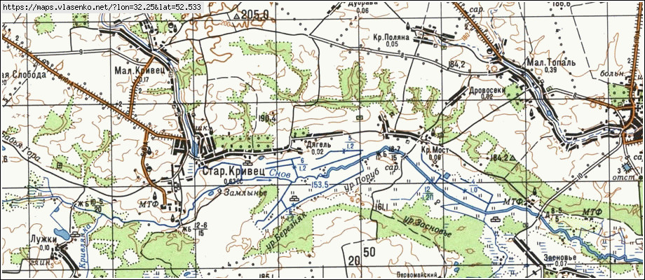 Карта ДЯГЕЛЬ, Брянская область, Новозыбковский район