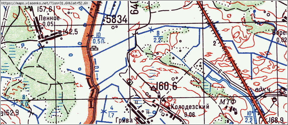 Карта КОЛОДЕЗСКИЙ, Брянская область, Новозыбковский район