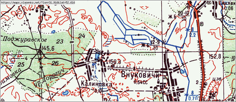 Карта ВНУКОВИЧИ, Брянская область, Новозыбковский район