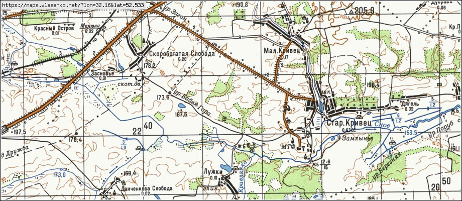 Карта ЗАМИШЕВО, Брянская область, Новозыбковский район