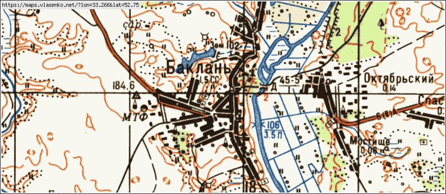 Карта БАКЛАНЬ, Брянская область, Почепский район