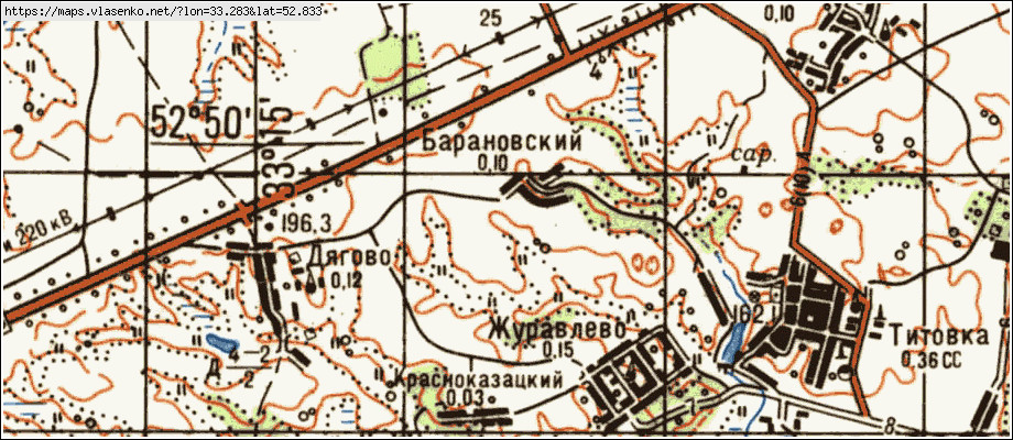 Карта БАРАНОВСКИЙ, Брянская область, Почепский район