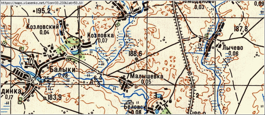 Карта БЕЛЬКОВО, Брянская область, Почепский район